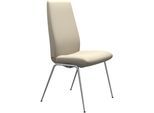 Polsterstuhl STRESSLESS "Laurel", beige (cream batick, chrom matt), B:57cm H:105cm T:60cm, Leder BATICK: BATICK ist ein leicht korrigiertes, durchgefärbtes und genarbtes Möbelleder, bei dem die meisten Unebenheiten und Spuren in der Regel entfernt wurden., Stühle, Polsterstuhl, High Back, Größe L, mit Beinen aus Stahl in Chrom matt