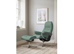 Relaxsessel STRESSLESS "Sunrise", grün (aqua grün paloma), B:79cm H:103cm T:73cm, Leder PALOMA: PALOMA ist ein durchgefärbtes Semianilin-Möbelleder mit natürlicher Narbung., Sessel, Relaxsessel, mit Hocker, mit Cross Base, Größe S, M & L, Holzakzent Schwarz
