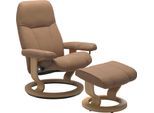 Relaxsessel STRESSLESS "Consul", braun (latte batick), B:76cm H:100cm T:71cm, Leder BATICK: BATICK ist ein leicht korrigiertes, durchgefärbtes und genarbtes Möbelleder, bei dem die meisten Unebenheiten und Spuren in der Regel entfernt wurden.;Leder PALOMA: PALOMA ist ein durchgefärbtes Semianilin-Möbelleder mit natürlicher Narbung.;ROHLEDER Stoff Q2 FARON: Ein fester zuverlässiger Bouclé mit einem