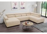 Wohnlandschaft DOMO COLLECTION "BRANDON whlw. mit Sitztiefenverstellung, whlw. Nierenkissen", beige (creme), B:359cm H:80cm T:228cm, Kunstleder SOFTLUX;Luxus-Microfaser in Antikleder-Optik (100% Polyester);Luxus-Microfaser (100% Polyester), Sofas, Wohnlandschaft, ohne Sitztiefenverstellung, Cord, creme