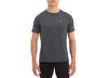 Laufshirt ENERGETICS "He.-T-Shirt Ailo SS M", Herren, Gr. XL, grau (melange, anthrazit, a), Obermaterial: 88% Polyester, 12% Elasthan, Rundhals, Raglanärmel angesetztes Bündchen, Shirts Laufshirt