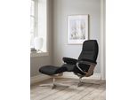 Relaxsessel STRESSLESS "Sunrise", schwarz (schwarz paloma), B:83cm H:105cm T:74cm, Leder PALOMA: PALOMA ist ein durchgefärbtes Semianilin-Möbelleder mit natürlicher Narbung., Sessel, Relaxsessel, mit Cross Base, Größe S, M & L, Holzakzent Eiche