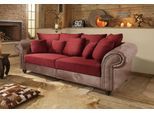 Big-Sofa HOME AFFAIRE "King George Mega Sofa, viel Platz, Federkern", braun (braun, rot), B:242cm T:103cm, Korpus aus Luxus-Microfaser in Vintage-Optik (100% Polyester), Sitzfläche aus Chenillebezug (70% Polyacryl 30% Polyester), Kissen in Druckstoff (100% Polyester), Sofas, Big-Sofa