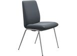 Polsterstuhl STRESSLESS "Laurel", blau (atlantic blau batick, chrom glänzend), B:57cm H:92cm T:59cm, Leder BATICK: BATICK ist ein leicht korrigiertes, durchgefärbtes und genarbtes Möbelleder, bei dem die meisten Unebenheiten und Spuren in der Regel entfernt wurden., Stühle, Polsterstuhl, Low Back, Größe L, mit Beinen aus Stahl in Chrom glänzend