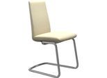 Polsterstuhl STRESSLESS "Laurel", beige (vanilla paloma, chrom glänzend), B:53cm H:92cm T:59cm, Leder PALOMA: PALOMA ist ein durchgefärbtes Semianilin-Möbelleder mit natürlicher Narbung., Stühle, Polsterstuhl, Low Back, Größe M, mit Beinen aus Stahl in Chrom glänzend