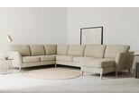 Wohnlandschaft HOME AFFAIRE "MARSEILLE XXL 349cm, U-Form, Ottomane rechts/links wählbar", braun (cappuccino), B:349cm H:88cm T:242cm, Struktur fein (58% Polyester, 22% Polypropylen);Filzoptik (100% Polyester);Webstoff (100% Polyester), Sofas, Wohnlandschaft, Massivholzbeine Eiche, Landhausstil, Wellenunterfederung