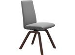 Polsterstuhl STRESSLESS "Laurel", grau (wild dove batick, walnuss), B:49cm H:92cm T:59cm, Leder BATICK: BATICK ist ein leicht korrigiertes, durchgefärbtes und genarbtes Möbelleder, bei dem die meisten Unebenheiten und Spuren in der Regel entfernt wurden., Stühle, Polsterstuhl, Low Back, Größe M, mit schräggestellten Beinen in Walnuss