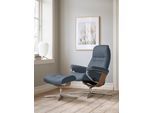 Relaxsessel STRESSLESS "Sunrise", blau (sparrow blau paloma), B:83cm H:105cm T:74cm, Leder PALOMA: PALOMA ist ein durchgefärbtes Semianilin-Möbelleder mit natürlicher Narbung., Sessel, Relaxsessel, mit Cross Base, Größe S, M & L, Holzakzent Eiche