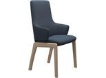 Polsterstuhl STRESSLESS "Laurel", blau (blau dinamica, eiche natur), B:58cm H:105cm T:60cm, Microfaser DINAMICA (88% Polyester, 12% Polyurethan), Stühle, Polsterstuhl, High Back mit Armlehne, Größe L, mit abgerundeten Beinen in Eiche