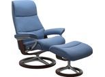 Relaxsessel STRESSLESS "View", blau (lazuli blau), B:82cm H:109cm T:81cm, Sessel, Relaxsessel, mit Signature Base, Größe M,Gestell Braun