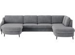 Wohnlandschaft SIT & MORE "Soul U-Form", grau (stone), B:372cm H:90cm T:239cm, 100% Polyester, Sofas, Wohnlandschaft, wahlweise mit Bett und Bettkasten