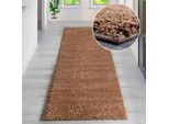 Hochflor-Teppich OTTO HOME "Viva Shaggy, in Standard- und Premium-Qualität, 30 mm oder 45 mm Höhe" Gr. 18, braun, B:80cm H:45mm L:300cm, Kunstfaser, Teppiche, Hochflor-Teppich, Uni Farben, einfarbig, besonders weich und kuschelig, Kundenliebling