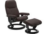 Relaxsessel STRESSLESS "Consul", braun (chocolate paloma), B:76cm H:100cm T:71cm, Leder BATICK: BATICK ist ein leicht korrigiertes, durchgefärbtes und genarbtes Möbelleder, bei dem die meisten Unebenheiten und Spuren in der Regel entfernt wurden.;Leder PALOMA: PALOMA ist ein durchgefärbtes Semianilin-Möbelleder mit natürlicher Narbung.;ROHLEDER Stoff Q2 FARON: Ein fester zuverlässiger Bouclé mit e