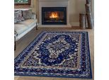 Teppich OTTO HOME "Oriental, Made in Belgium" Gr. 1, blau (hellblau), B:60cm H:7mm L:110cm, Kunstfaser, Teppiche, Teppich, Orient-Optik, mit Bordüre, Teppich, Kurzflor, Weich, Kundenliebling