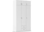 Kleiderschrank RAUCH "Schrank Garderobe Wäscheschrank GAMMA in 4 Breiten 91-226 cm", weiß (alpinweiß, griffe alu), B:136cm H:248cm T:54cm, Holzwerkstoff, Schränke, Kleiderschrank, mit Schubladen und Schrankaufsatz, schlichtes Design MADE IN GERMANY