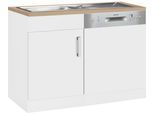 Spülenschrank KOCHSTATION "KS-Gera", weiß (weiß, weiß), B:110cm H:85cm T:60cm, Holzwerkstoff, Schränke, Spülenschrank, Breite 110 cm