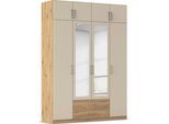 Kleiderschrank RAUCH "Schrank Garderobe Wäscheschrank GAMMA in 4 Breiten 91-226 cm", eiche artisan, champagner, griffe chrom, B:181cm H:248cm T:54cm, Holzwerkstoff, Schränke, Kleiderschrank, mit Schubladen und Schrankaufsatz sowie Spiegel MADE IN GERMANY