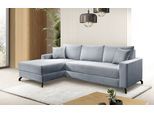 Ecksofa EXXPO - SOFA FASHION "Quattro schlicht & zeitlos, bequem, L-Form, B/T: 247/162 cm", blau (sky), B:247cm H:85cm T:162cm, Sofas, Ecksofa, mit Bettfunktion & Bettkasten. Bezug komplett Webvelours