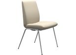 Polsterstuhl STRESSLESS "Laurel", beige (cream batick, chrom glänzend), B:57cm H:92cm T:59cm, Leder BATICK: BATICK ist ein leicht korrigiertes, durchgefärbtes und genarbtes Möbelleder, bei dem die meisten Unebenheiten und Spuren in der Regel entfernt wurden., Stühle, Polsterstuhl, Low Back, Größe L, mit Beinen aus Stahl in Chrom glänzend