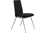 Polsterstuhl STRESSLESS "Laurel", schwarz (schwarz dinamica, chrom matt), B:57cm H:92cm T:59cm, Microfaser DINAMICA (88% Polyester, 12% Polyurethan), Stühle, Polsterstuhl, Low Back, Größe M, mit Beinen aus Stahl in Chrom matt