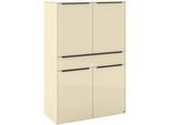 Highboard "Reno", beige (kaschmir matt lack, glas kaschmir glanz), B:92cm H:140cm T:42cm, Glas, Holzwerkstoff, SET ONE BY MUSTERRING, Sideboards, Highboard, Mit Gleitern und in verschiedenen Farben erhältlich