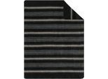 Wohndecke IBENA "Wohndecke Cartagena", schwarz-weiß (schwarz, natur), B:150cm L:200cm, Baumwolle, Polyacryl, Polyester, Wohndecken, Wohndecke, in minimalistischem Streifendesign