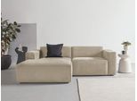Ecksofa HOME AFFAIRE "Noord mit Kedernaht, Breite 234 cm, L-Form", beige (creme), B:234cm H:71cm T:161cm, 100% PES, Sofas, Ecksofa, Cord, Struktur, Webstoff, mit Wellenunterfederung, Massivholzrahmen