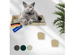 Rohrschneider ® Kletterwand Massiv, Wandelement, Katzenbett mit 2 Katzentreppen, waschbares Kissen beige