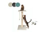 Rohrschneider ® Katzenbaum Emmi mit Vollholz-Holm und Gratis-Beigabe beige 45 cm, 45 cm, 97 cm