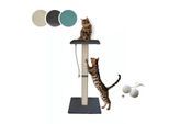Rohrschneider ® Katzenbaum Emmi mit Vollholz-Holm und Gratis-Beigabe dunkelgrau 45 cm, 45 cm, 97 cm