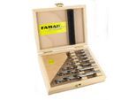 Famag Spiralbohrer Set für Holz, 7-teilig, HSS-G, 3-12 mm, Holz-Box, Holzbohrer