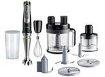 BRAUN Stabmixer "MultiQuick 9 MQ 9195XL - stufenlos regulierbar, dynamische Klinge", silber (schwarz, silberfarben), B:6,8cm H:41cm T:6,8cm, Mixer, Spritzschutz, Extra Mahlklinge, 2 Modi + Pulsfunktion, Würfelschneider, Stabmixer