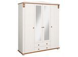 Kleiderschrank OTTO HOME "Adele", weiß (weiß, kirschbaumfarben), B:169cm H:191cm T:53,5cm, Massivholz, Schränke, Kleiderschrank, aus massiver Kiefer,Spiegel beim 4-und 5-trg.Schrank, Innenausstattung