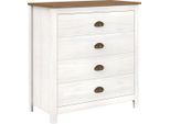 Kommode MÖBILIA, braun (weiß, braun), B:80cm H:85cm T:41cm, Massivholz, Sideboards, Kommode, rustikal lackiert