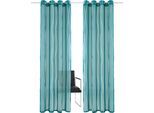 Gardine OTTO HOME "Dimona" Gr. 1, blau (petrol), B:140cm H:145cm, Voile, Polyester, Gardinen, Gardine, 2er-Set, transparent, Voile, Polyester