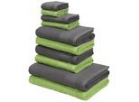 Handtuch Set OTTO HOME "Afri, Duschtücher, Handtücher, Gästetücher, Seiftücher", grün (grün, anthrazit), Walkfrottee, Walkfrottee, Obermaterial: 100% Baumwolle, Handtuch-Sets, Handtuch Set, zweifarbig, 100% Baumwolle, weich, mit Bordüre