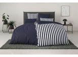 Wendebettwäsche OTTO HOME "Greta", blau (navy), B/L: 135cm x 200cm, 1 Stk., 1 Stk., Renforcé, B/L: 80cm x 80cm, 2 Stk., Renforcé, Obermaterial: 100% Baumwolle, Bettwäsche, Wendebettwäsche, Bettwäsche mit Streifen in verschiedenen Qualitäten, ab 135x200 cm