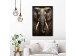 Wandbild REINDERS "Decorated Elephant", gold (farbe bild(er): gold), B:60cm H:90cm T:3cm, MDF, Bilder, Wandbild