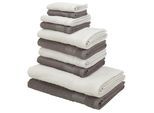 Handtuch Set OTTO HOME "Afri, Duschtücher, Handtücher, Gästetücher, Seiftücher", grau (anthrazit, hellgrau), Walkfrottee, Walkfrottee, Obermaterial: 100% Baumwolle, Handtuch-Sets, Handtuch Set, zweifarbig, 100% Baumwolle, weich, mit Bordüre