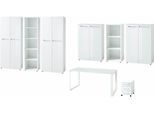 Büromöbel-Set GERMANIA "GW-Monteria", weiß, Holzwerkstoff Metall, Holzwerkstoff, Metall, Arbeitsmöbel-Sets, Büromöbel-Set