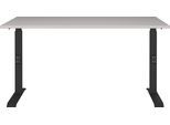 Schreibtisch GERMANIA "Lemont", braun (kaschmir, schwarz, kaschmir), B:140cm H:68cm T:80cm, Tische, Schreibtisch, Mechanisch höhenverstellbarer Schreibtisch