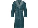 Unisex-Bademantel VOSSEN "Lynn" Gr. L, blau (cadet blau), L:120cm, Microfaser-Webfrottier, Hausmäntel, Unisex-Bademantel, für Damen & Herren, mit Kapuze, aus Microfaser