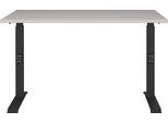 Schreibtisch GERMANIA "Lemont", braun (kaschmir, schwarz, kaschmir), B:120cm H:68cm T:80cm, Tische, Schreibtisch, Mechanisch höhenverstellbarer Schreibtisch