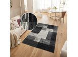 Teppich OTTO HOME "Melvin" Gr. 3, schwarz, B:120cm H:8mm L:180cm, Kunstfaser, Teppiche, Teppich, schön weich, Kurzflor Teppich Karo-Muster, Wohnzimmer, Esszimmer