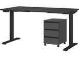 Büromöbel-Set GERMANIA "Lemont", grau (graphit), B:195cm H:120cm T:80cm, Holzwerkstoff, Kunststoff, Metall, Arbeitsmöbel-Sets, Büromöbel-Set, Set bestehend aus höhenverstellbarem Schreibtisch und Rollcontainer
