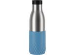 Trinkflasche EMSA "Bludrop Sleeve", blau, H:24cm, Edelstahl, Silikon, Trinkflaschen, Trinkflasche, Edelstahl/Silikon, Quick-Press, 12h warm/24h kühl