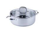 Chefkoch+Fackelmann Servierpfanne Rosenheim, Edelstahl, Metall, rund, backofengeeignet, Kochen, Pfannen, Servierpfannen