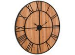 Mid.you Wanduhr, Natur, Schwarz, Metall, Holzwerkstoff, 96x96x3 cm, Bsci, Dekoration, Uhren, Wanduhren