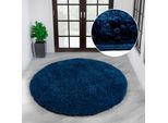 Teppich OTTO HOME "Viva rund" Gr. 10, blau, H:45mm Ø:190cm, Kunstfaser, Teppiche, Teppich, Uni-Farben, einfarbig, besonders weich und kuschelig, Wohnzimmer