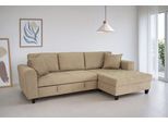 Ecksofa TRENDS BY HG "Moritz L-Form, B: 265 cm", beige (d516 enjoy new 36 antelop), B:265cm H:86cm T:150cm, 92% Polyester;8% Nylon, Sofas, Ecksofa, mit Bettfunktion, Bettkasten & Zierkissen